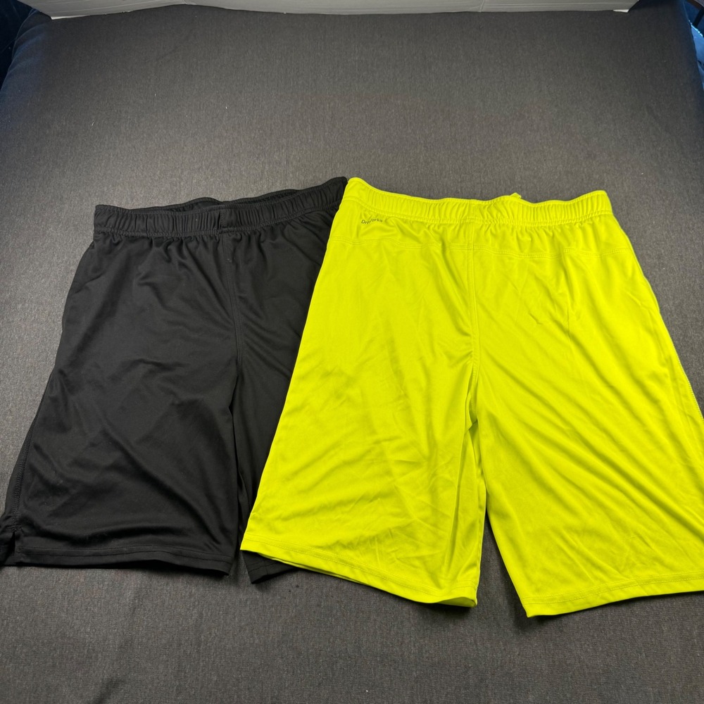 Athletic Works Boys Shorts 2 Pack XXL 18 DriWorks Black‎ Neon Green Activewear